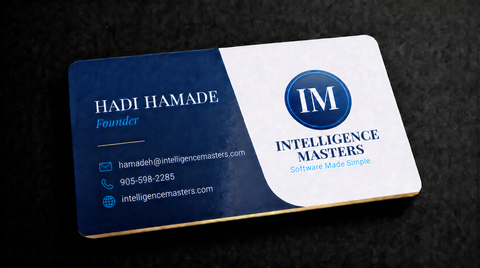 Staged Intelligence Masters business card front