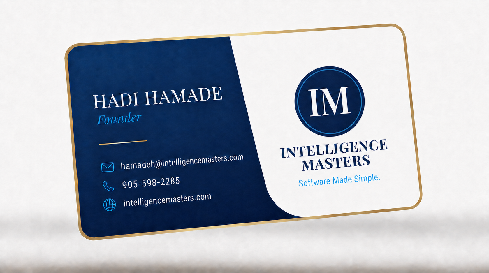 Hadi Hamade Intelligence Masters business card front